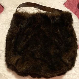 bath & body works brown fluffy tote